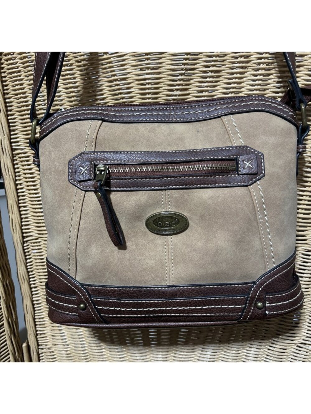 BOC Born Concept Purse - 2 Tone Brown Crossbody Purse - leather suede bag